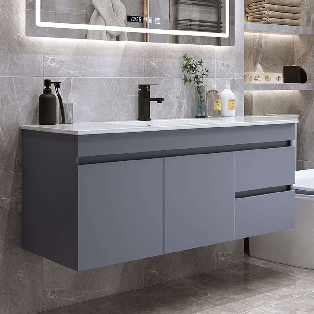 36" Floating Bathroom Vanity Single Ceramic Sink Wall Mounted Cabinet