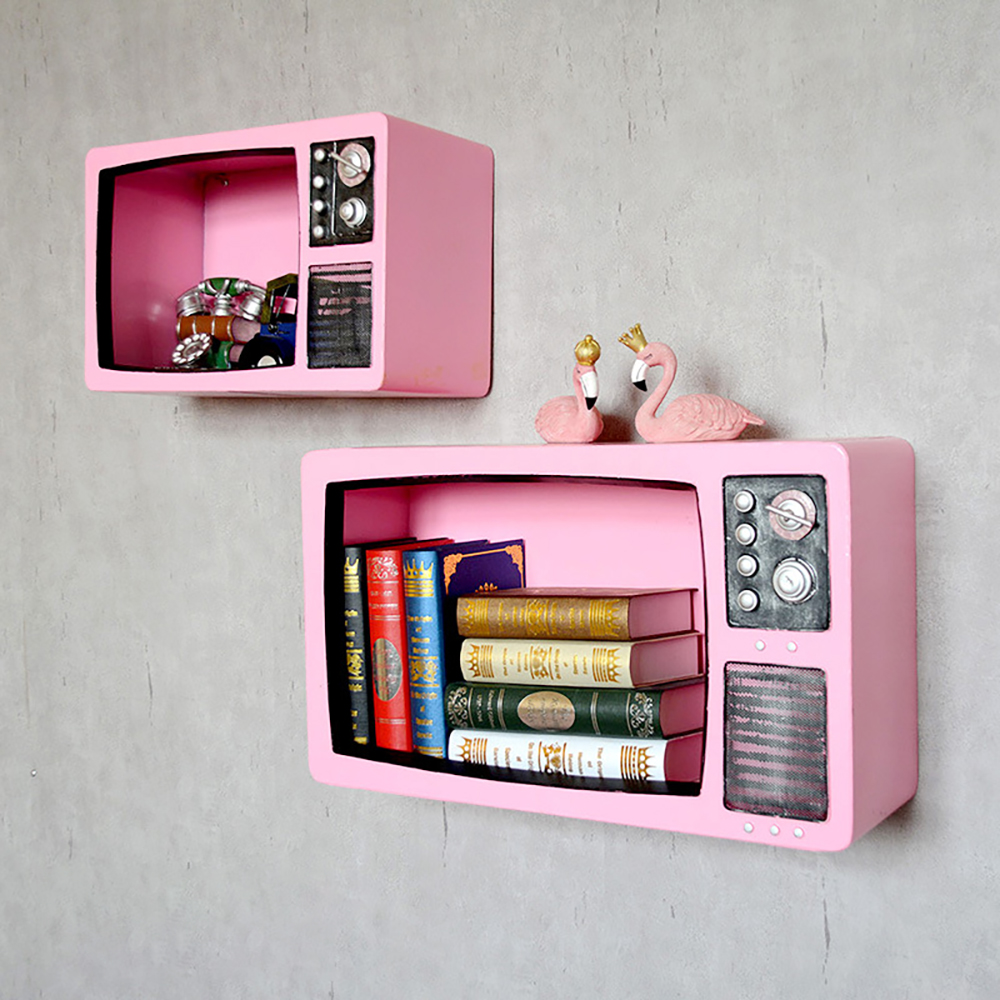 

Vintage Floating Shelves Decor Bookcase Wall Metal Shelf