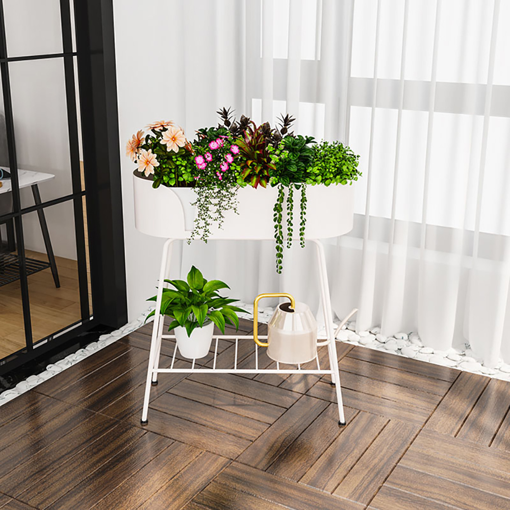 

Contemporary Freestanding Plant Stand in White