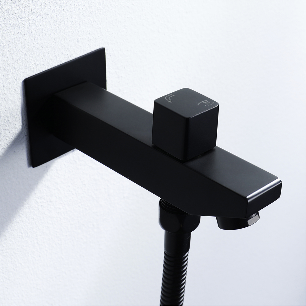 Wall-Mounted 800mm Shower Sets in Black Rainfall 5 Functions