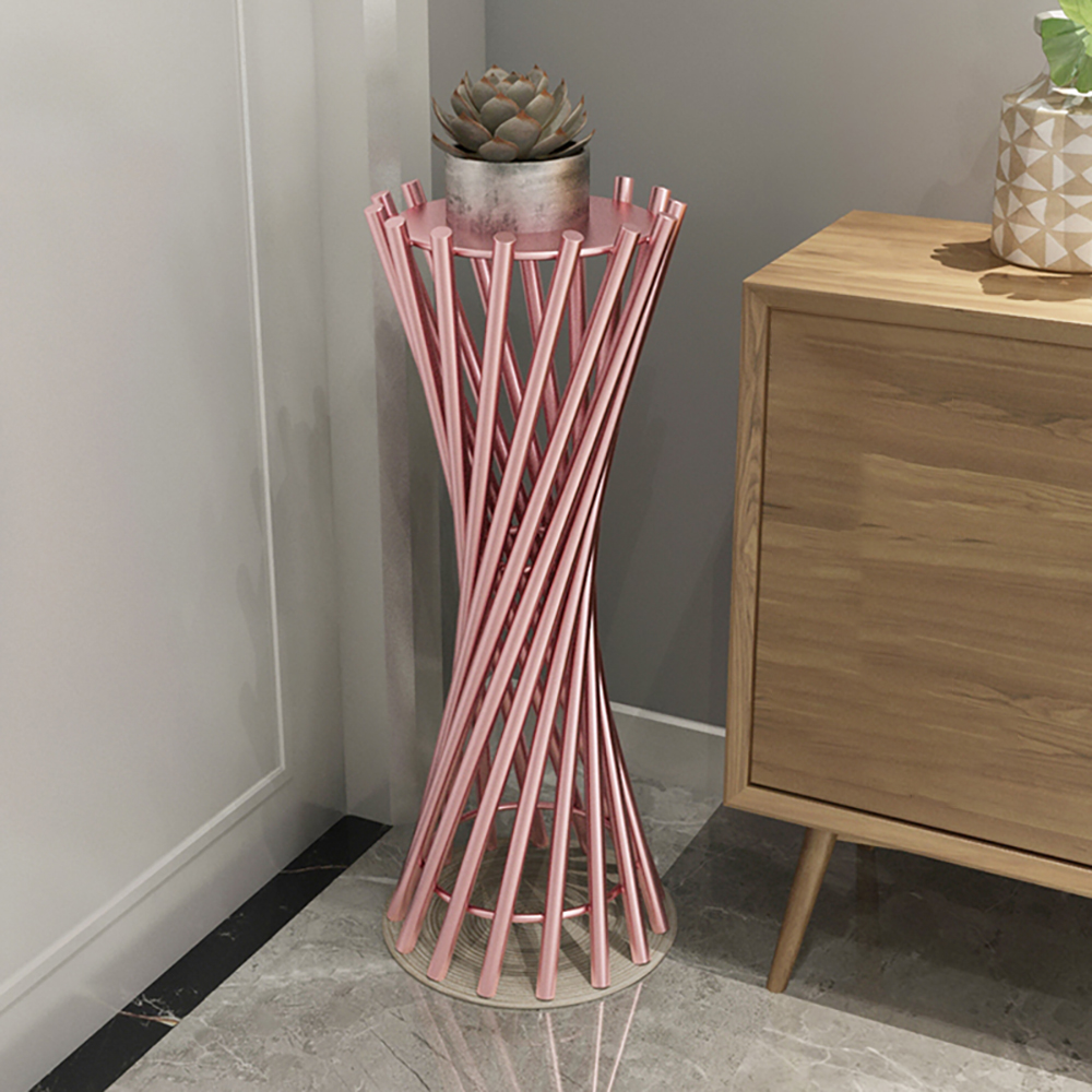 Unique Shaped Simplified Plant Stand In Rose Gold
