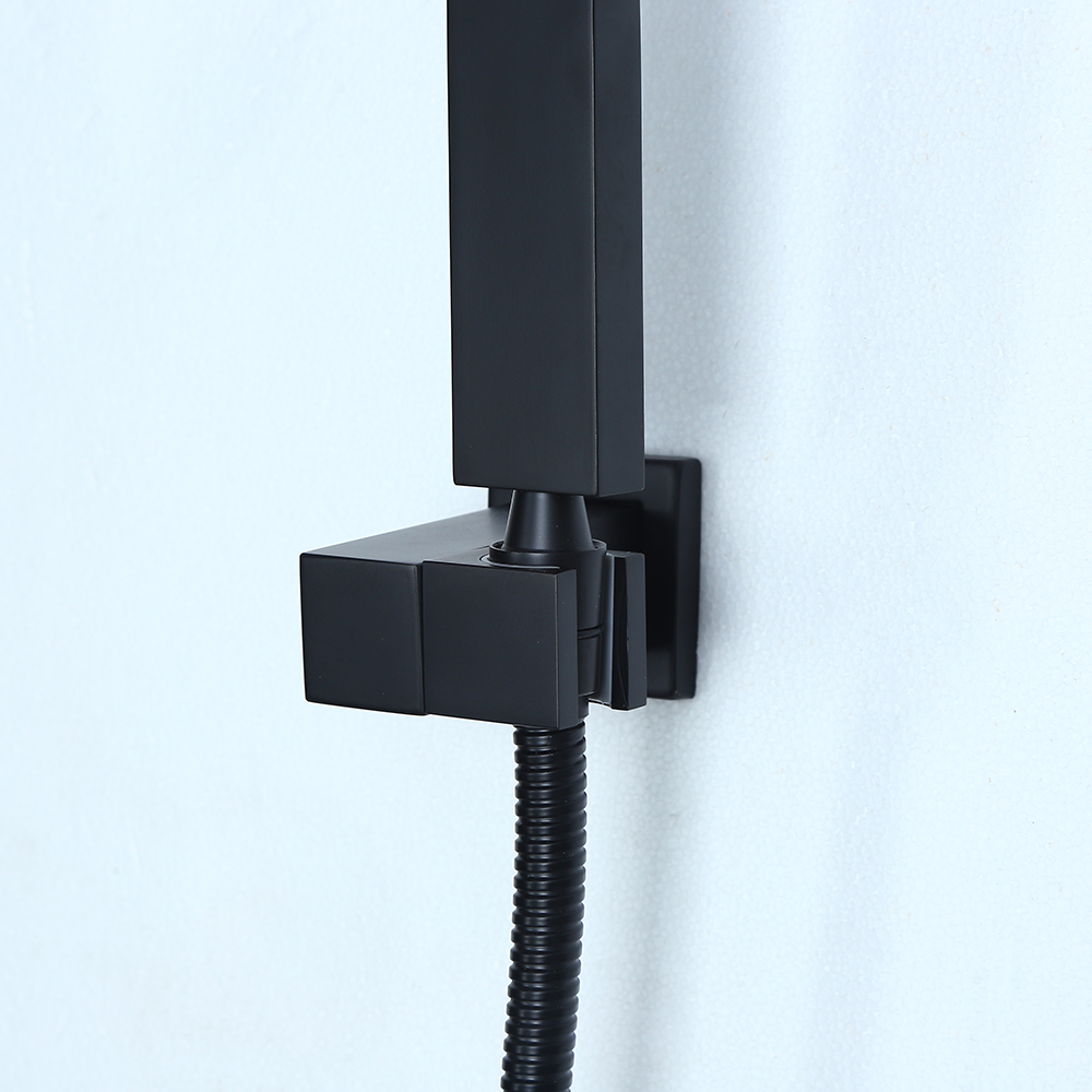 Dree Modern Matte Black Wall Mounted 12" Square Rain Shower & Handheld Shower Set Solid Brass