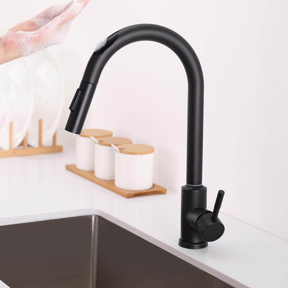 

Matte Black Touch Kitchen Faucet Stainless Steel Pull Out Spray Single Handle