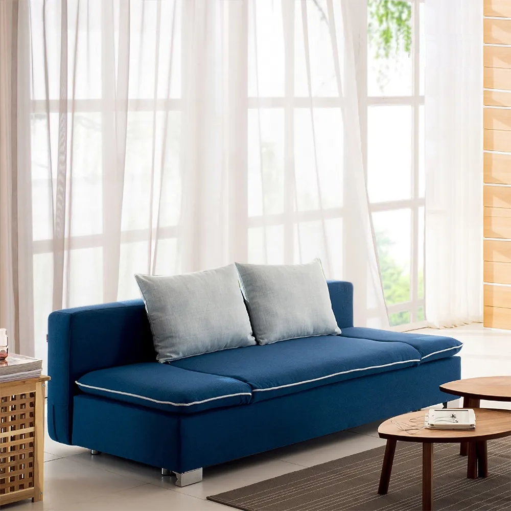 Full Sleeper Sofa Blue Upholstered Convertible Sofa With Storage 3 Function