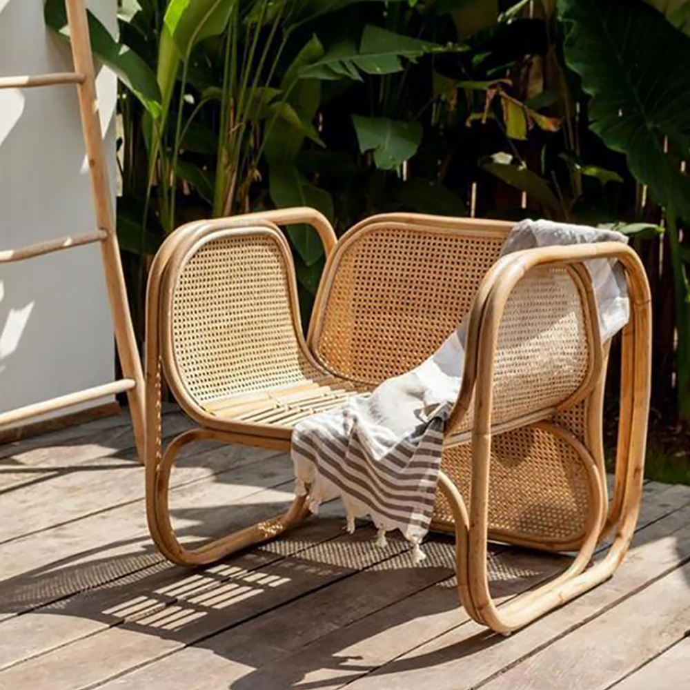Natrual Rattan Accent Chair Ash Wood Arm Chair Indoor/Outdoor - Outdoor & Patio Furniture 
