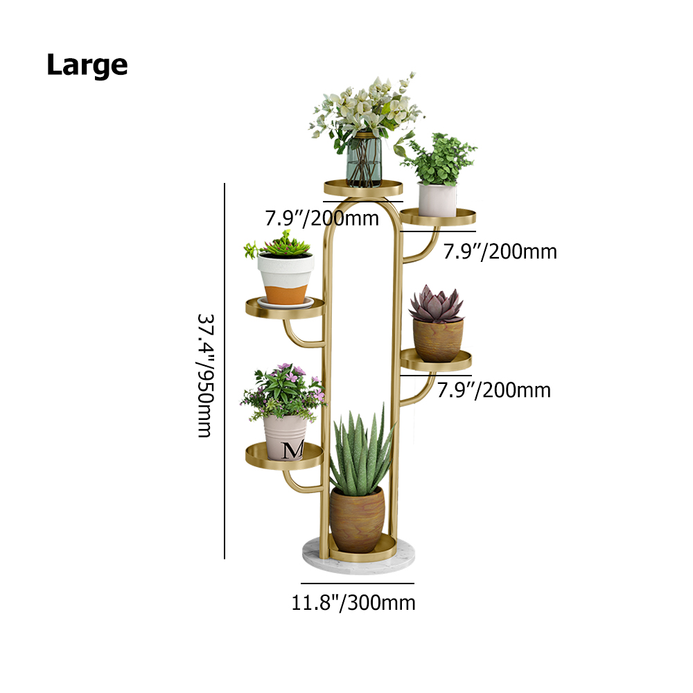 25"/37" Modern Tree-Shaped 4/6-Tiered Plant Stand in White Set of 2