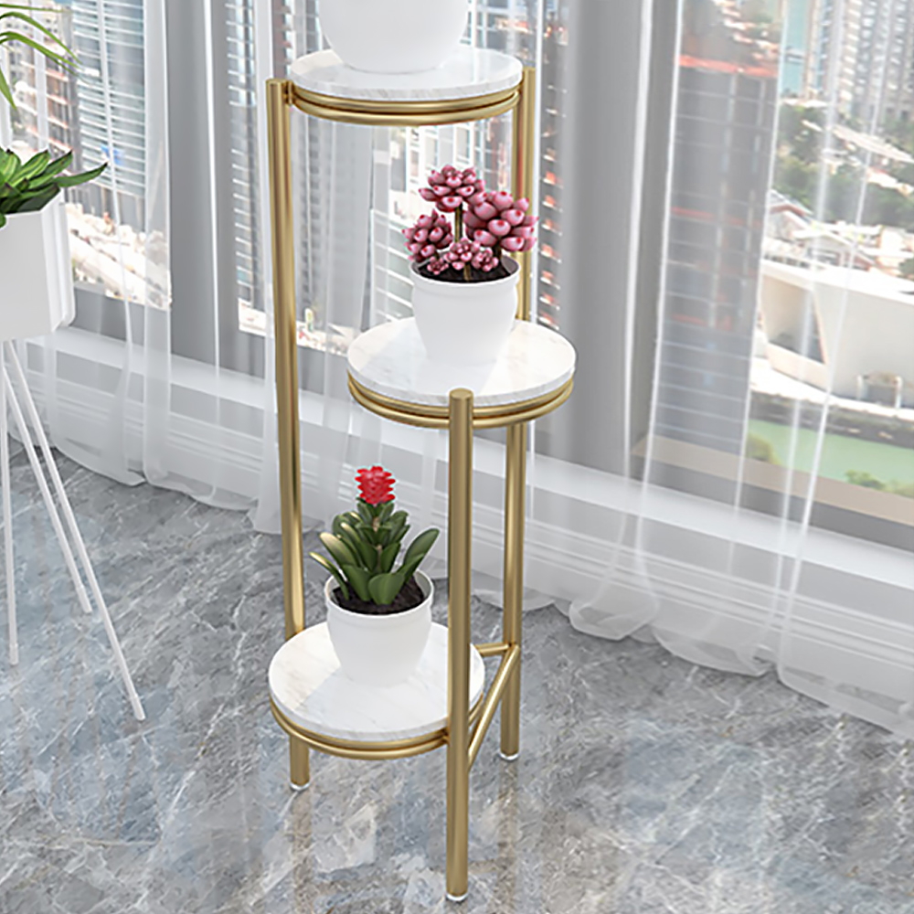 36" Luxury Standing Plant Stand In Gold & White