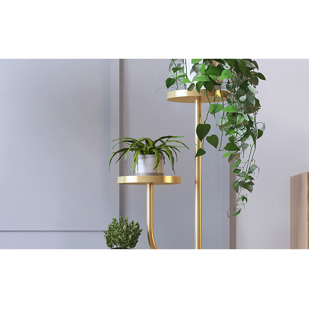 Modern Ladder Plant Stand Unique End Table in Gold Metal