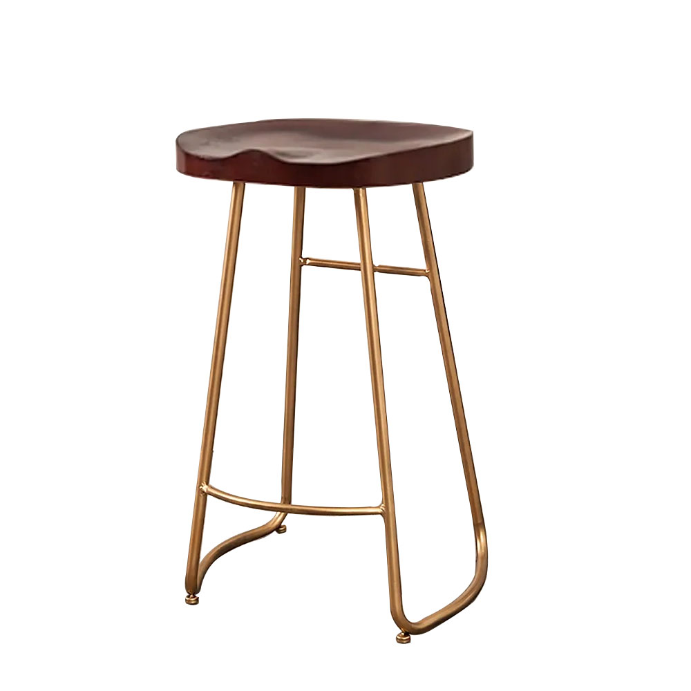 Modern Coffee 750mm Pine Wood and Metal Bar Stool Conter Stool with Gold Legs