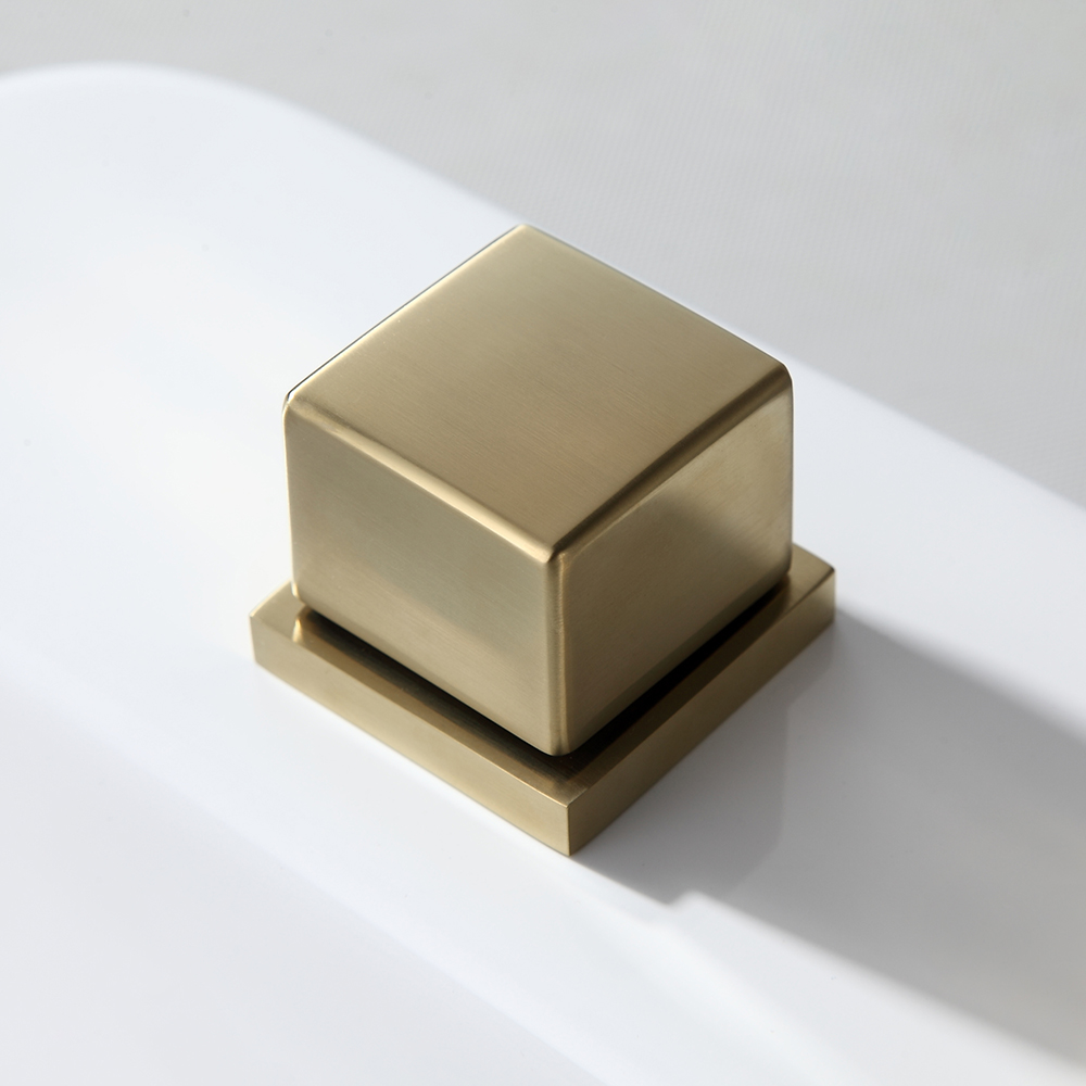 Moda Brushed Gold Waterfall 3 Holes Bathroom Basin Tap Square Dual Handle