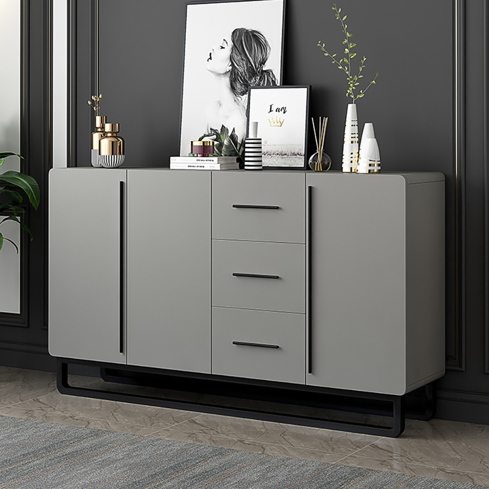 

55" Sideboard Nordic Minimalist Buffet Doors & Drawers & Adjustable Shelves in Small