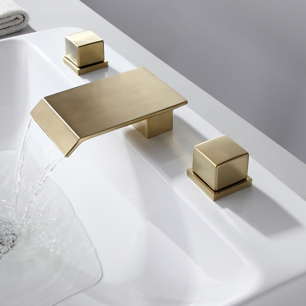 Moda Waschtischarmatur gebürstet goldfarben 3 Löcher für Badezimmer