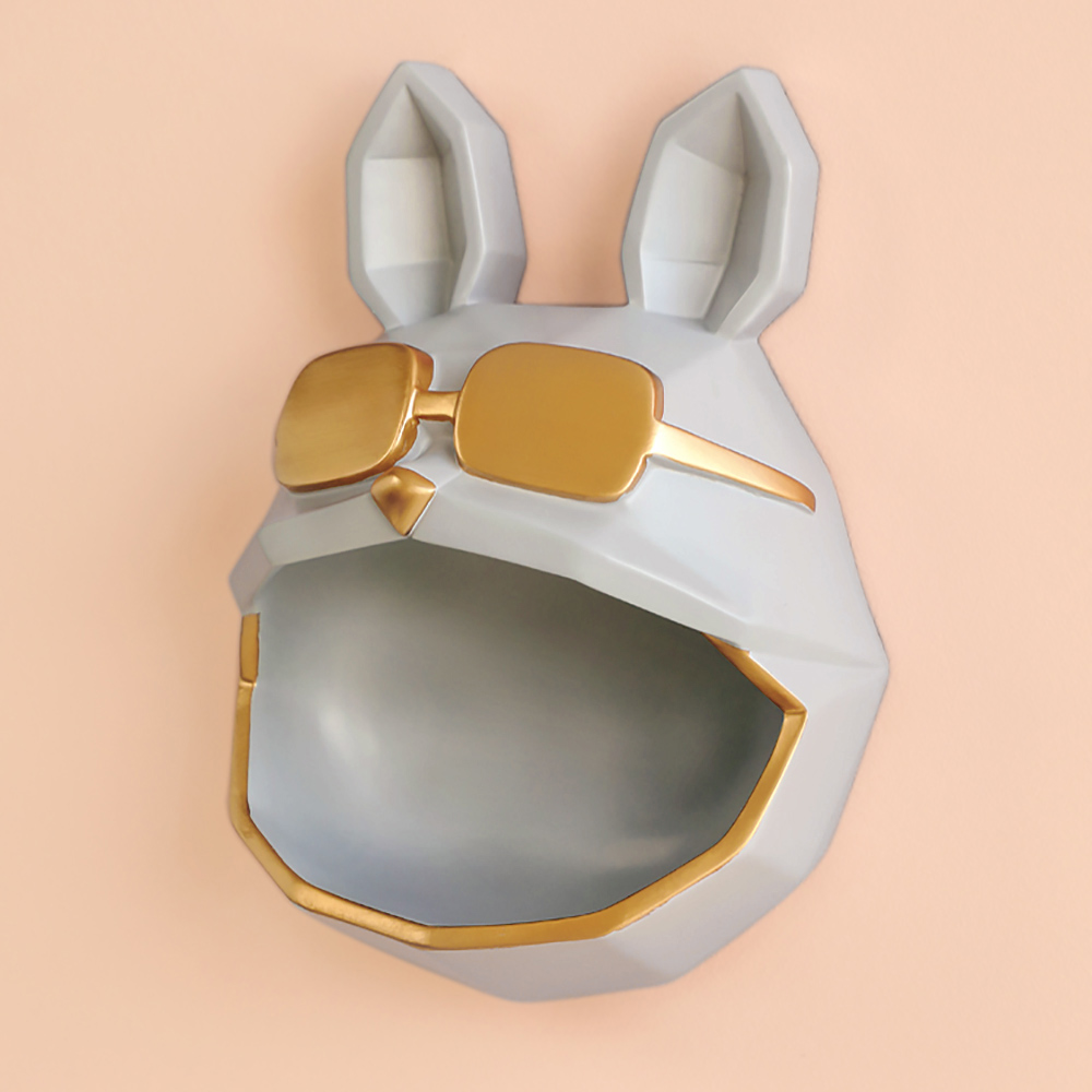 

Bulldog Sculpture Light Gray Wall Mounted Storage Can Entryway Key Holder