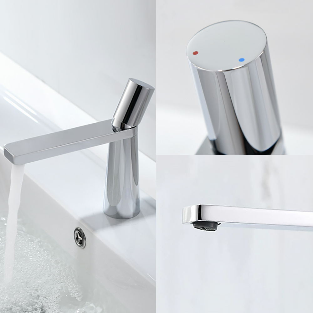 Modern Chrome Mono Bathroom Basin Tap Single Knob Solid Brass