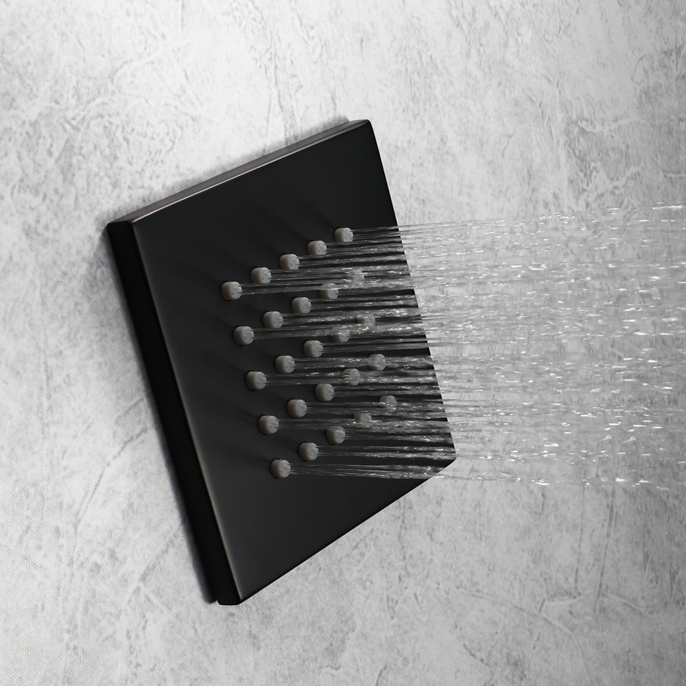 Wall-Mounted 800mm Shower Sets in Black Rainfall 5 Functions