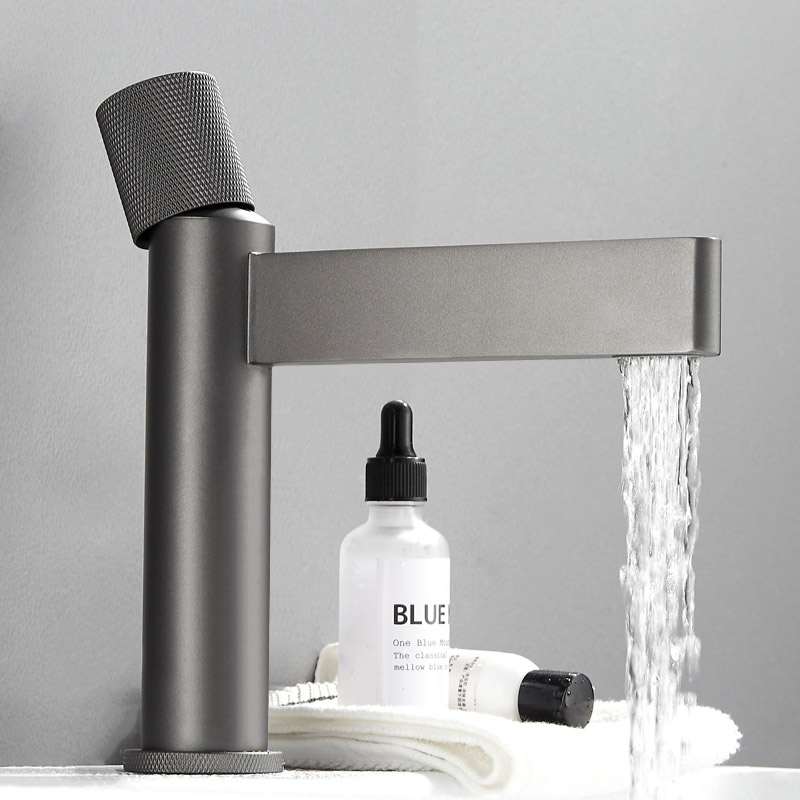 

Waterfall Bathroom Sink Faucet in Gray Solid Brass Single Handle