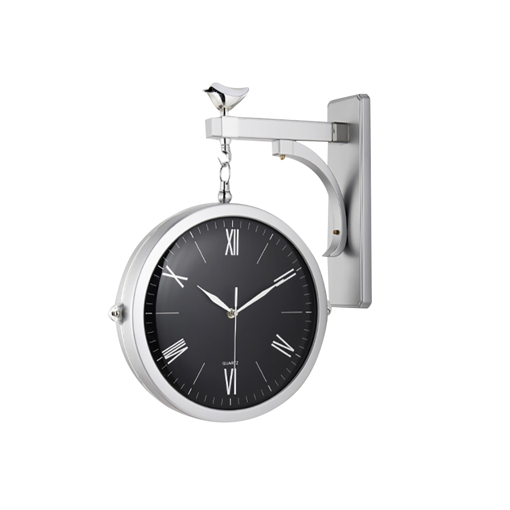 Nordic Double-Sided Wall Clock Black Minimalist Hanging Colorized Clocks
