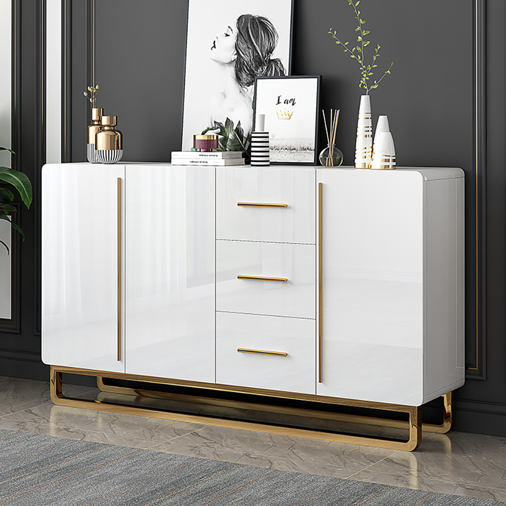 

63" Sideboard Nordic Minimalist Buffet Doors & Drawers & Adjustable Shelves in Large