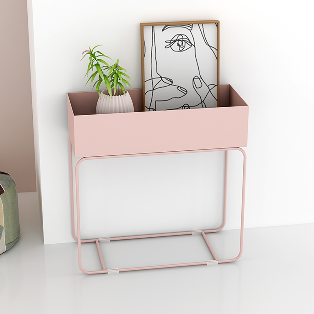 

Scandinavian Freestanding Metal Lipped Plant Stand, Pink