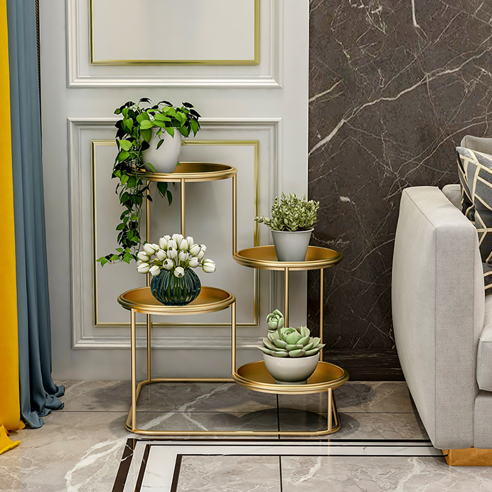 Modern 4-tiered Ladder Plant Stand In Gold