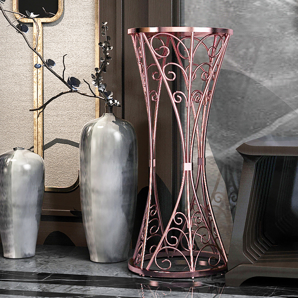 Unique Hollow Plant Stand Flower Rack In Rose Gold
