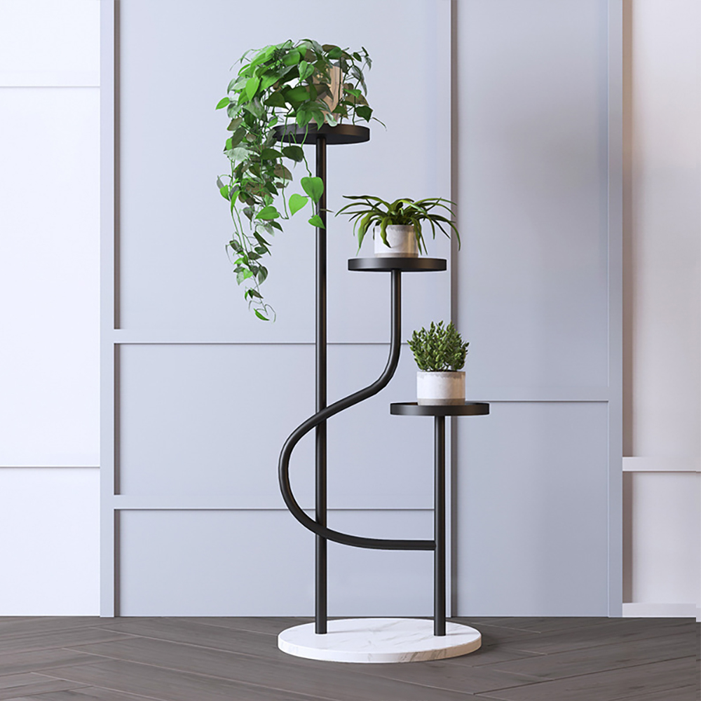 

Modern Ladder Plant Stand Unique End Table in Black Metal