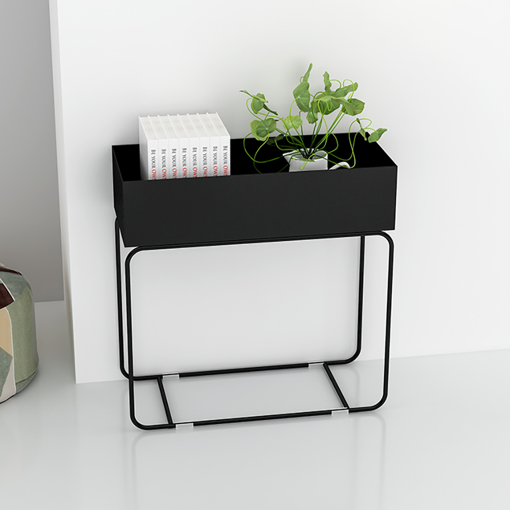 

Scandinavian Freestanding Metal Lipped Plant Stand, Black