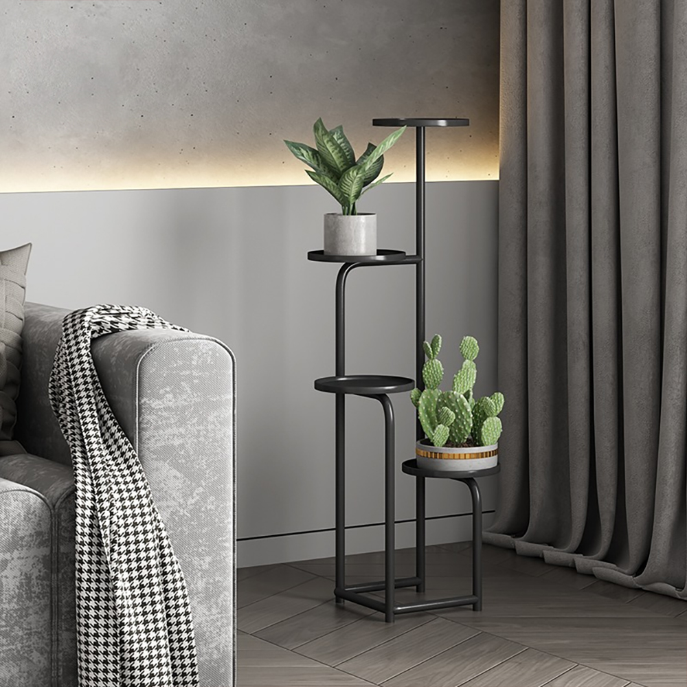 

4-Tiered Contemporary Plant Stand Freestanding Shelving in Black