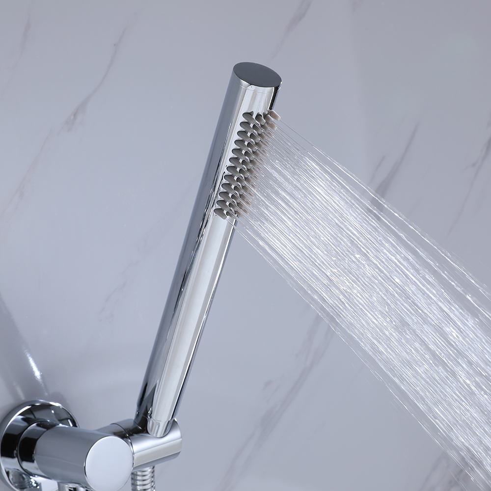 Modern Wall-Mount Swivel Bath Filler Mixer Tap with Handshower in Polished Chrome