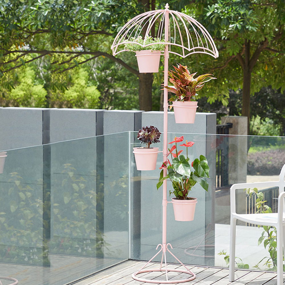 Pink Modern Metal Plant Stand For Indoor/outdoor
