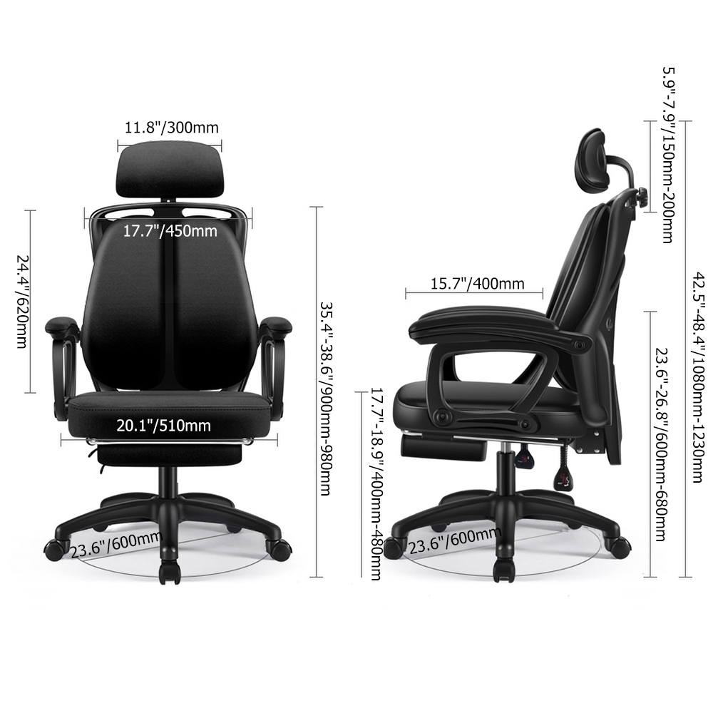 Swivel Office Chair with Lumbar Support & Armrests Task Chair in Black