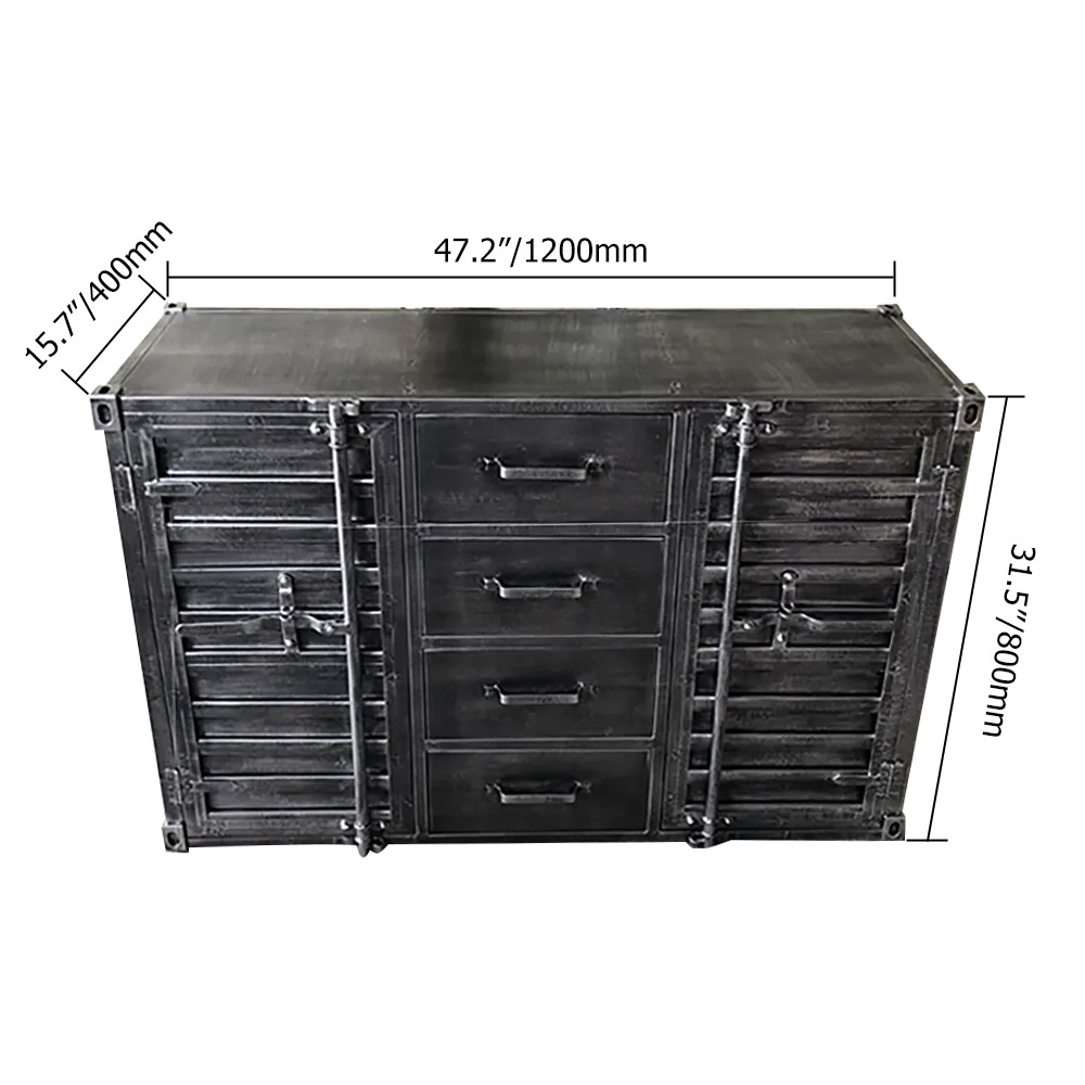 1200mm Cargo Container Style Sideboards & Buffets with Drawers and Doors Metal in Large