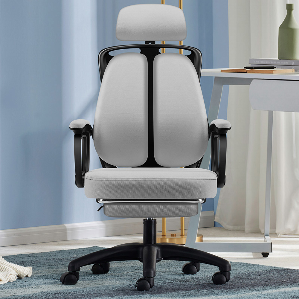 Swivel Office Chair with Lumbar Support & Armrests Task Chair in Grey