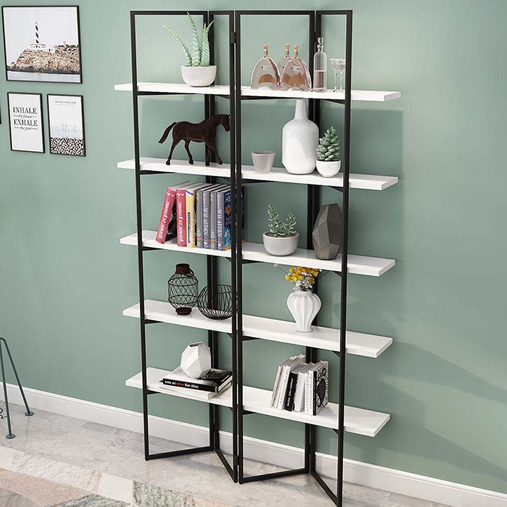 

70" Black Metal Screen-Shaped Freestanding 7-Tier Shelf