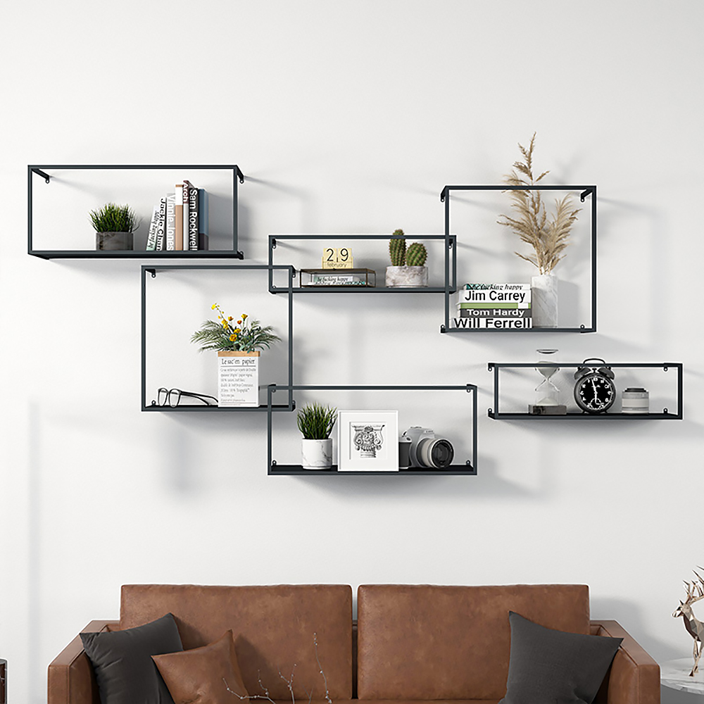 Image of Modern Abstract Wall-Mounted Shelving in Metal