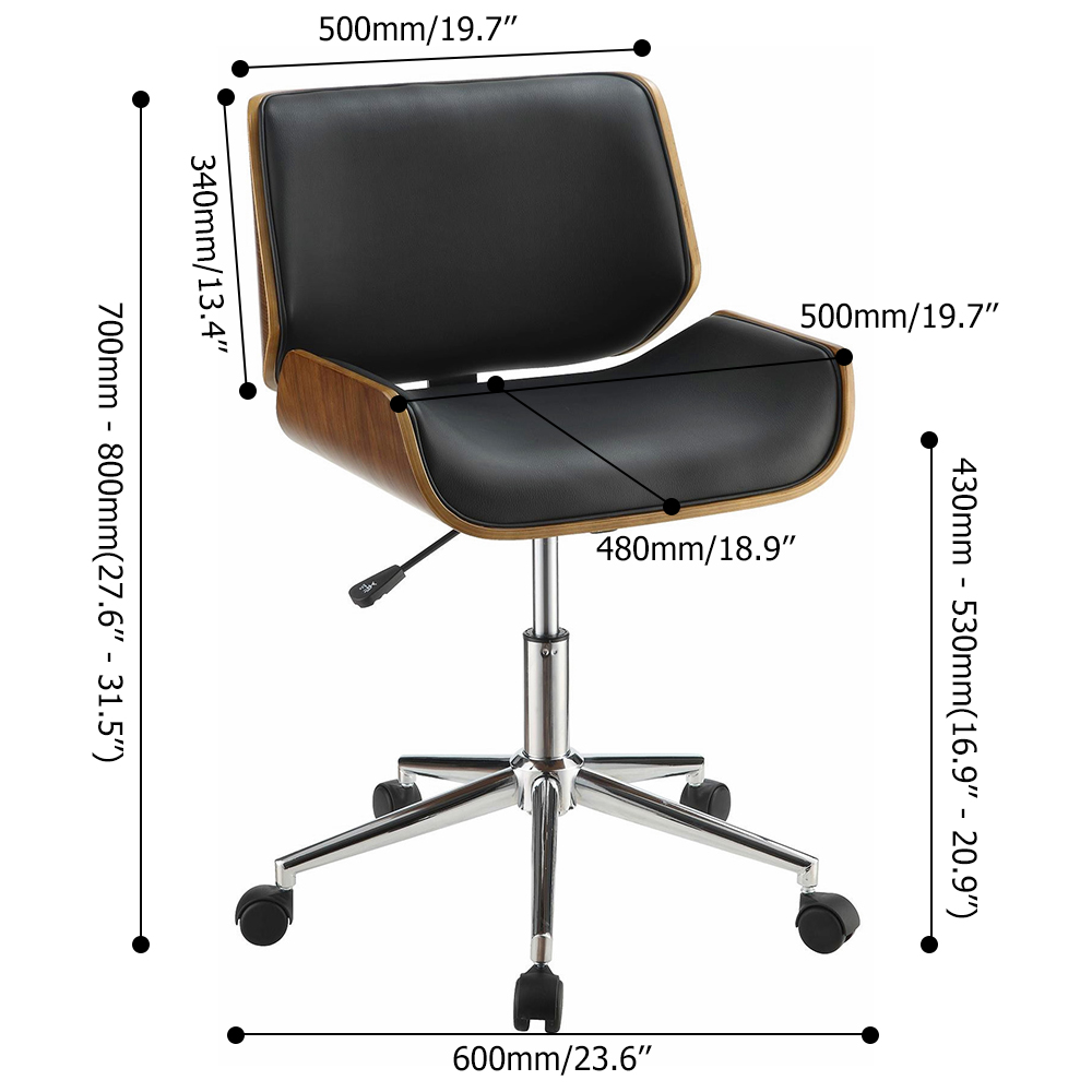Modern Leather Task Chair for Desk Upholstered Swivel Office Chair