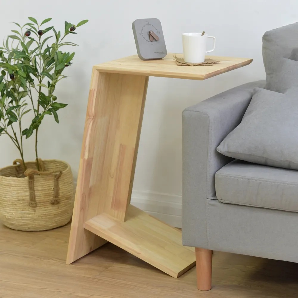 

Natural U-Shaped End Table Wooden Side Table