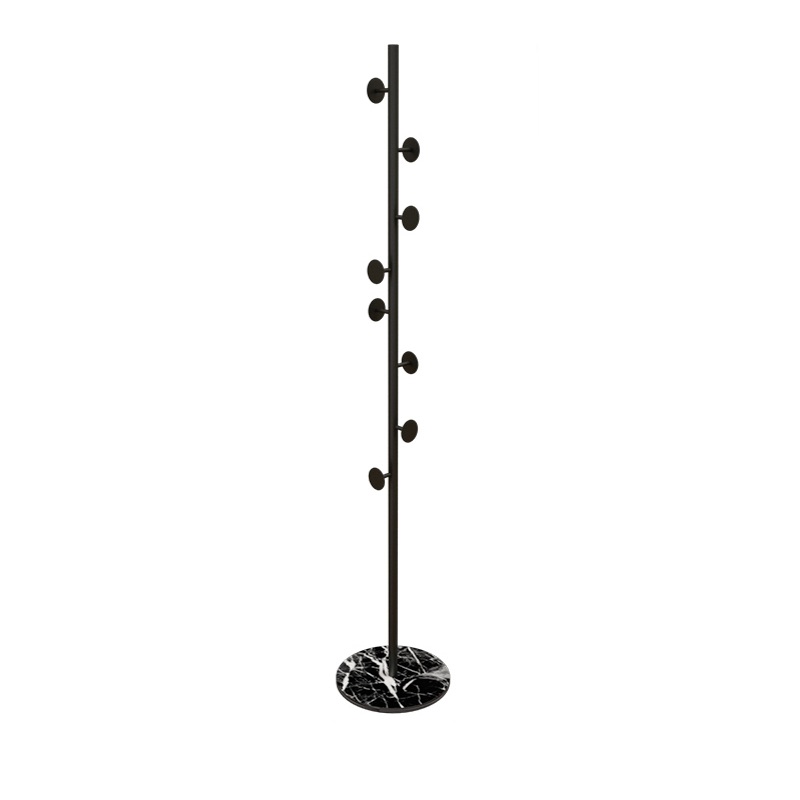 Modern Black Coat Stand Rack Entryway Coat Hanger with Button Hooks