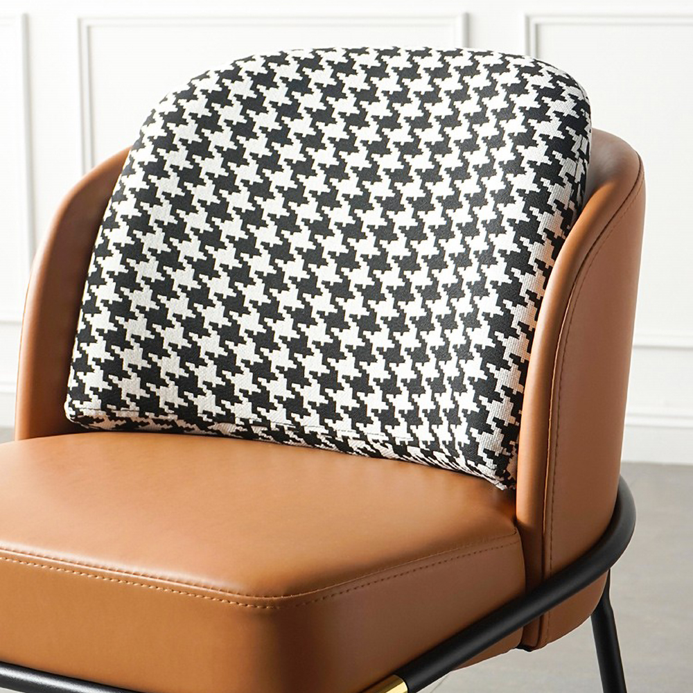 Upholstered Dining Chairs PU Leather Houndstooth Side Chair Set of 2