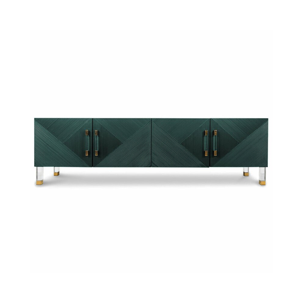 Modern 2000mm Green with Gold Leg Sideboard Buffet with Gold Leg and 4 Doors