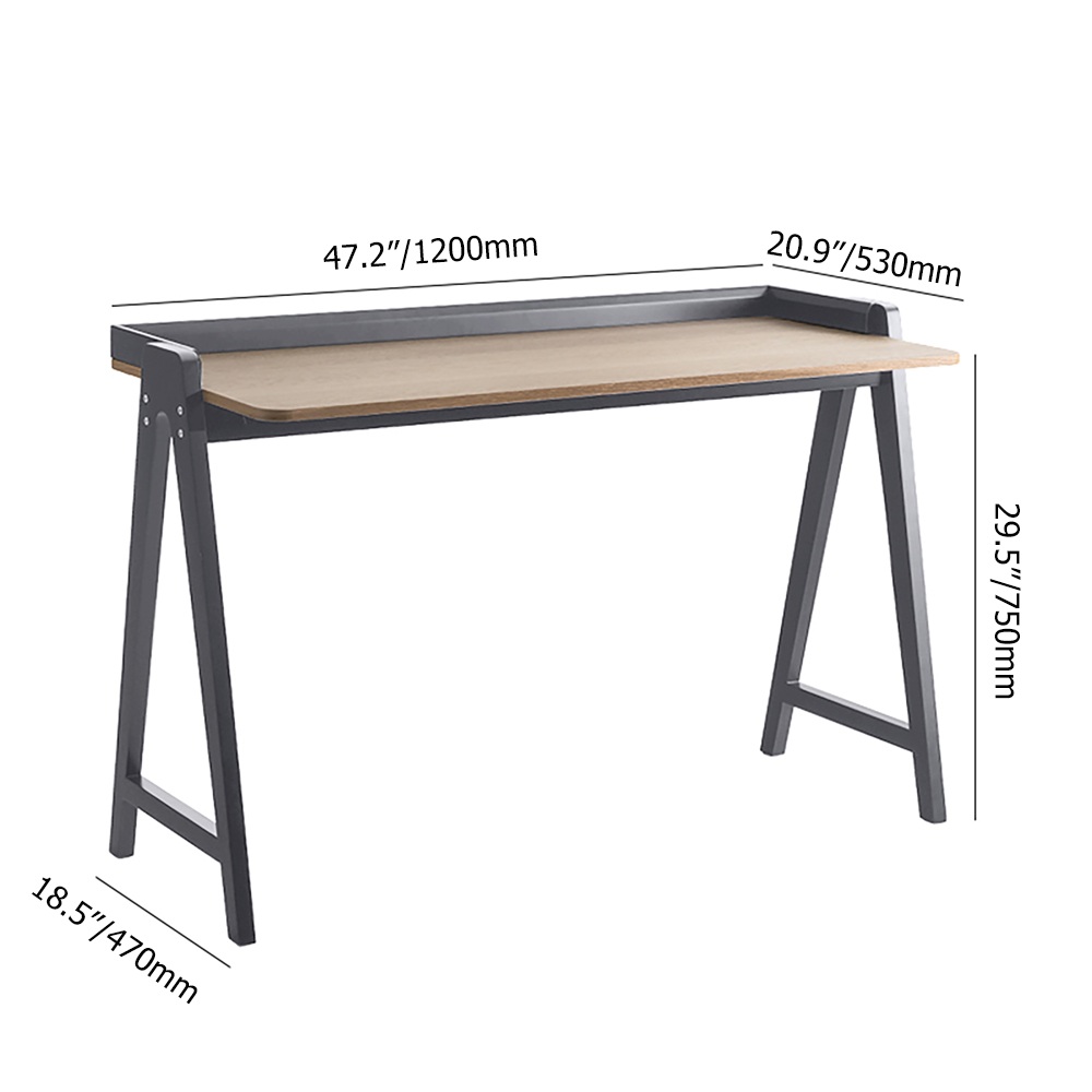 White Writing Desk with MDF Top & Metal Frame-Homary