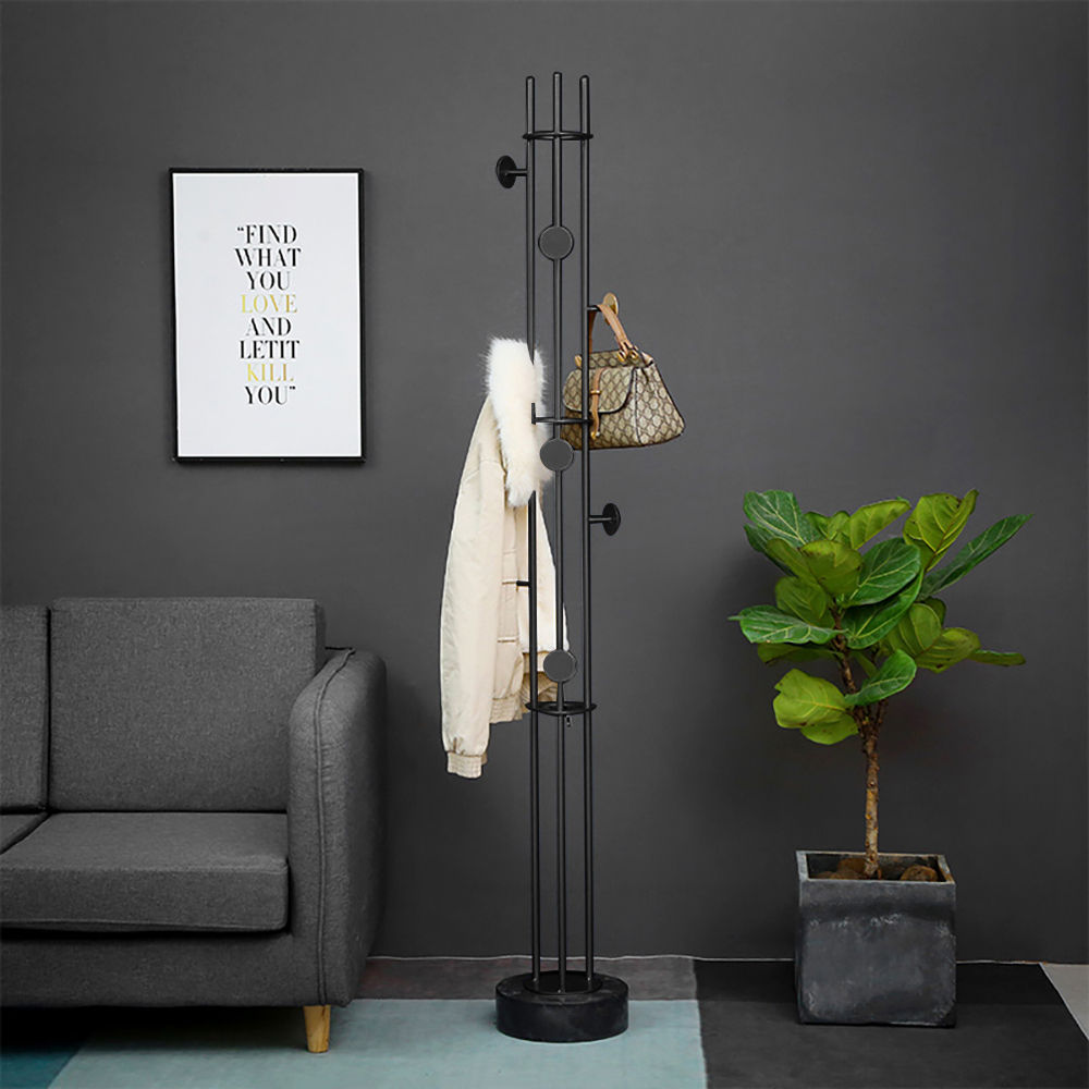 Modern Black Coat Stand with Round Hook-Homary