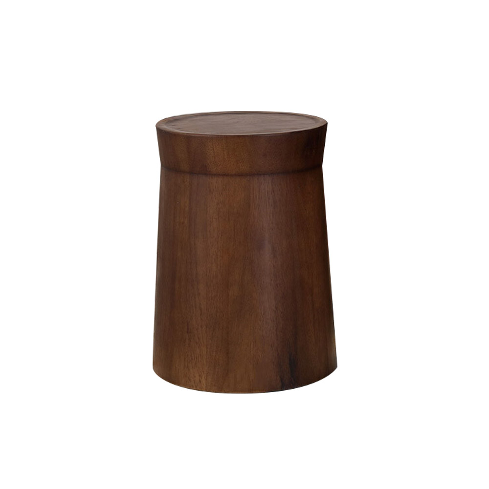 Small Cottage Round Wood Side Table Tray Top in Walnut