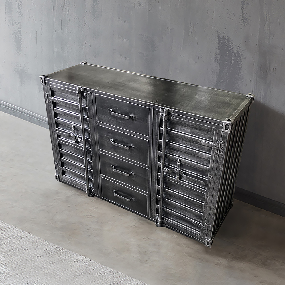 1200mm Cargo Container Style Sideboards & Buffets with Drawers and Doors Metal in Large