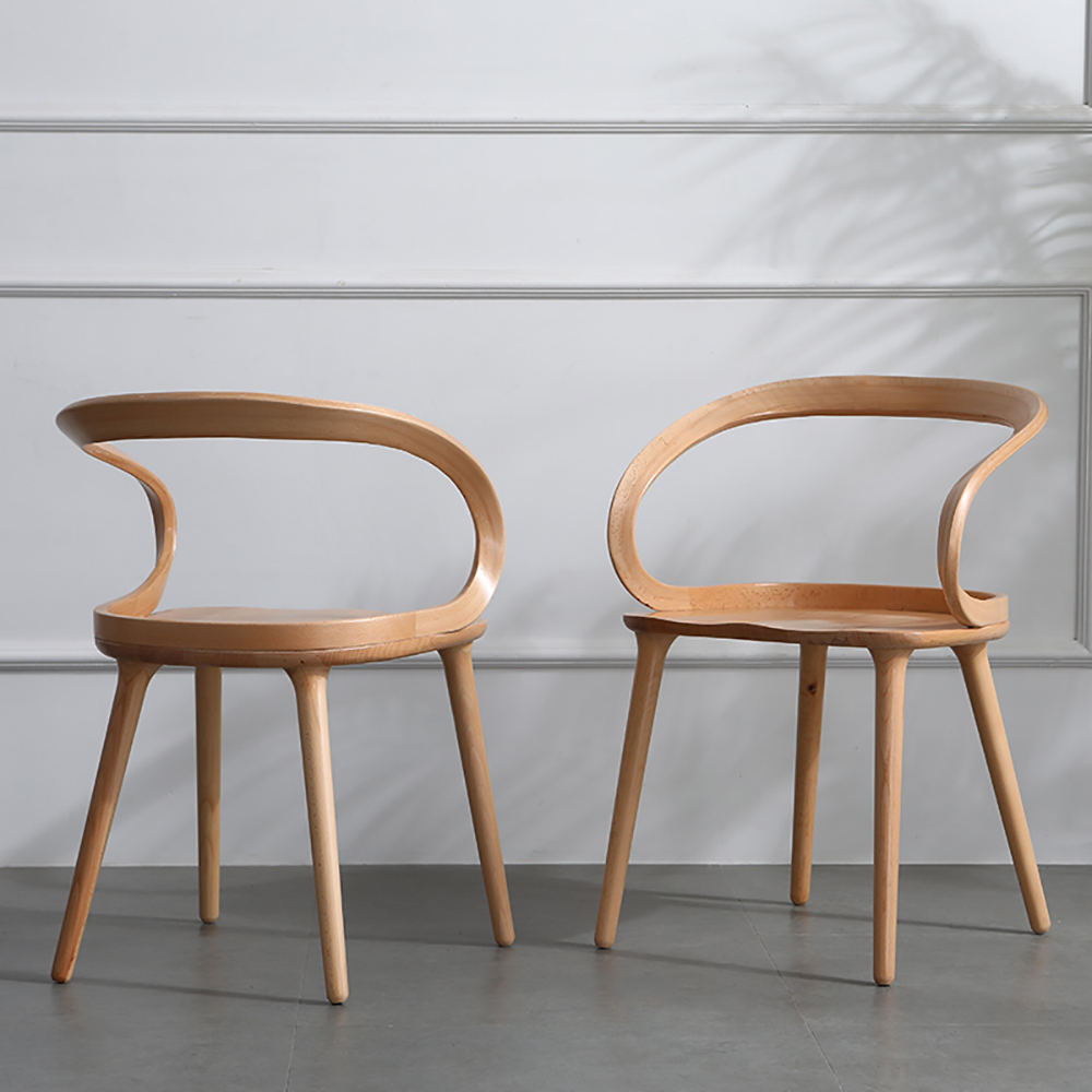 

Natural Modern Ash Wood Dining Chair Ribbon Shape Dining Chair