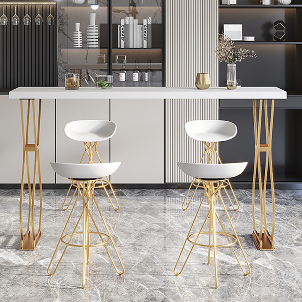 White Modern Plastic Seat Counter Height Bar Stool with Footrest in