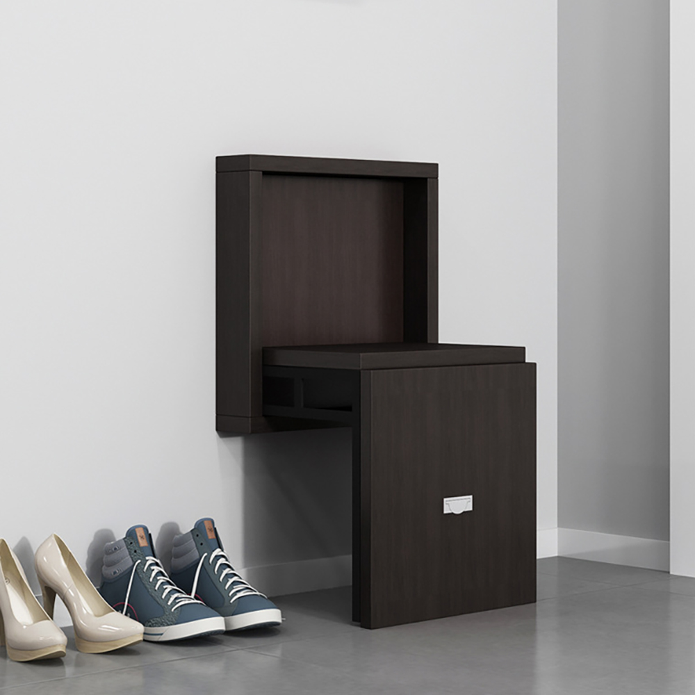 

Wall Mounted Folding Shoe Stool Black Walnut