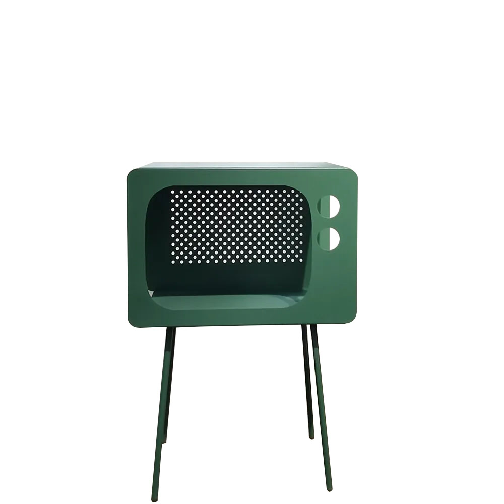 Modern End Table in Television Shape Hollow Side Table in Fresh Green