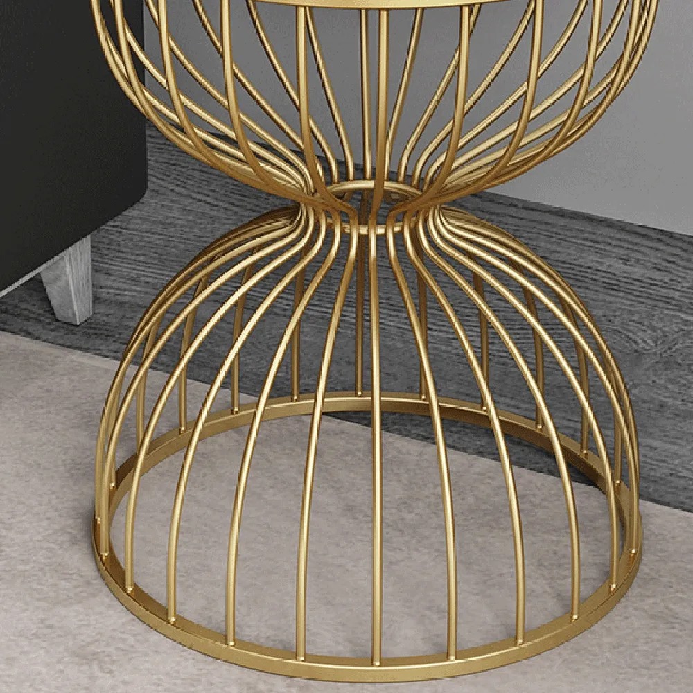 Black End Table Marble Top Side Table Metal in Gold