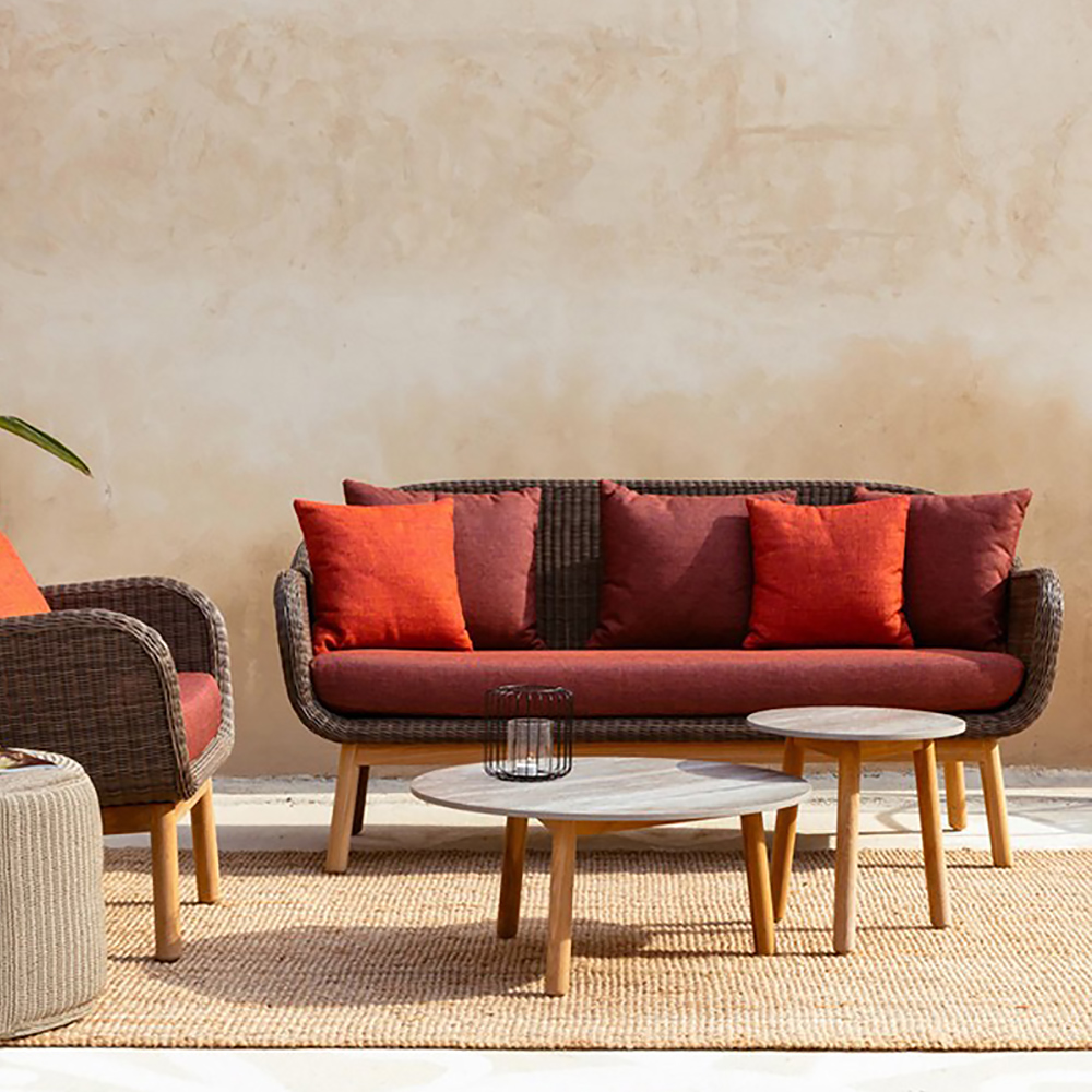 

Natural Style Brown Rope Woven 3-Seater Outdoor Sofa with Cushion Back